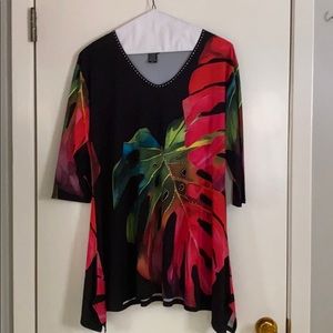 Valentina jewel black patterned blouse. Size XL